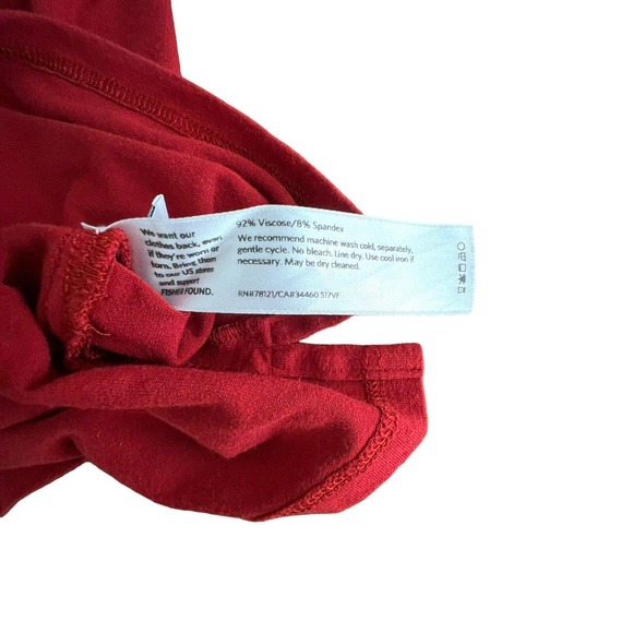 Eileen Fisher Size M T Shirt Dress Red Short Sleeve V-Neck Stretch Holiday Party - Picture 7 of 8